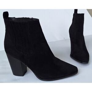Azalea Wang Scream Black Suede Chelsea Heeled Booties Ankle Boot Sz 7.5
